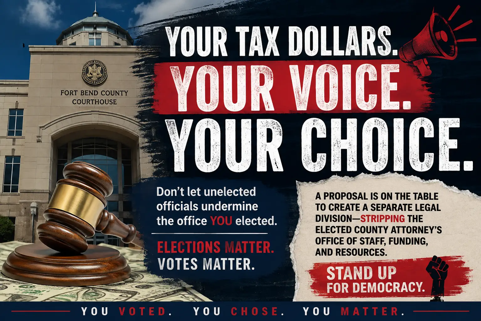 Fort Bend County Commissioners, Meyers and Morales, to consider measure to strip County Attorney, Bridgette Smith-Lawson of staff, funding, and resources